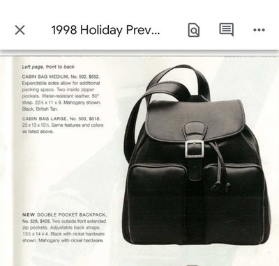 Vintage 1998 Coach Double Pocket Backpack Mahogany USA Made #i8B