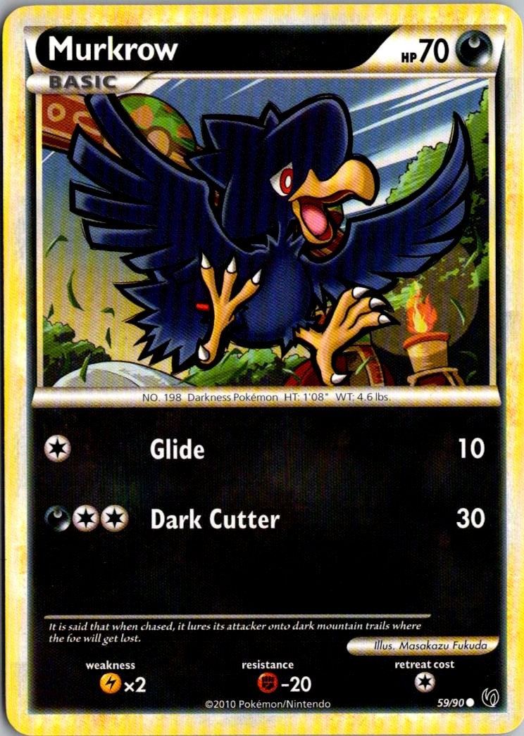 Murkrow 59/90 HGSS Undaunted Common Pokemon Lightly Played