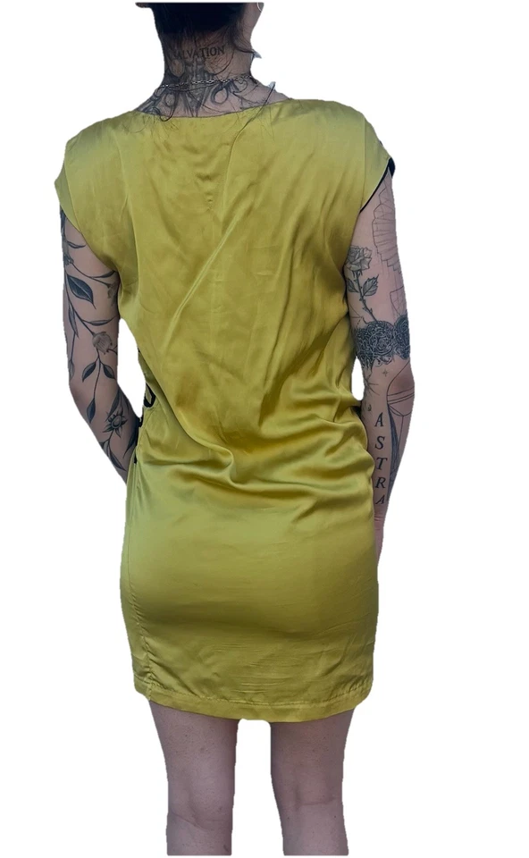 Mini Vestido DIESEL Negro Dorado Mujer Amarillo Detalle Cinta Abstracta Talla XS 0 Foto 3 de 4