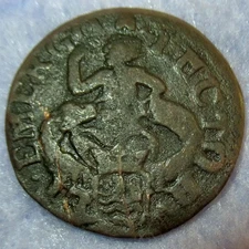 Virgin Holland! Naked Tits left right! 1689 Colonial New York Penny Zeeland COA