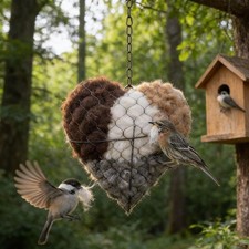 Handmade Fiber Bird Nesting Heart, Birds Nests Material Holder,Hummingbird Nest