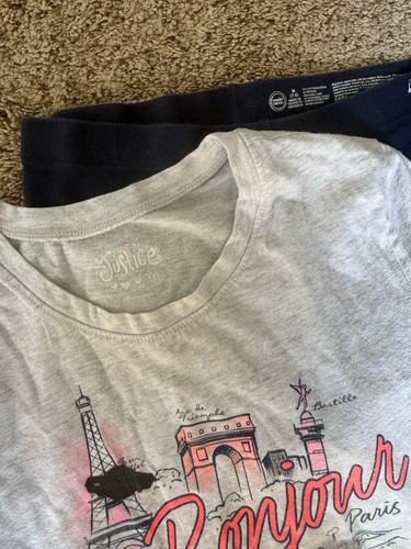 Justice Kids Girls Sz 7-8 Lot Of 2 T-shirts And Legging - Picture 2 of 7