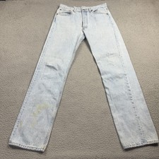 Vintage Levis 501 Jeans Mens 33x34 Blue Denim Made In USA Button Fly Fits 32x34