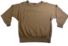 GUESS Los Angeles Knit Sweater Womens XL Camel Brown Pullover Crewneck Bling Top