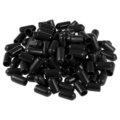100pcs Screw Thread Protectors 6mm ID 15mm Length Round End Cap Cover Black
