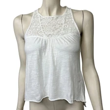 Womens Hollister XS White Lace Upper Tank Top Racer Open Back