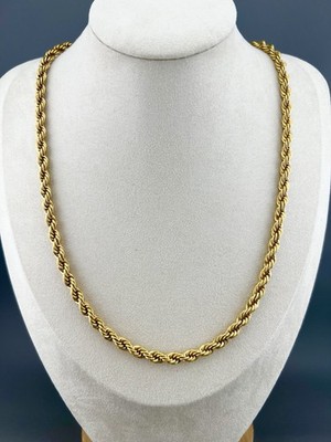 Vintage Monet Necklace Thick Rope Chain Gold Tone Signed 19 