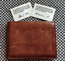 Vintage Sears Roebuck & Co Men's Bi-Fold Brown Cowhide Wallet Hunting Accent!
