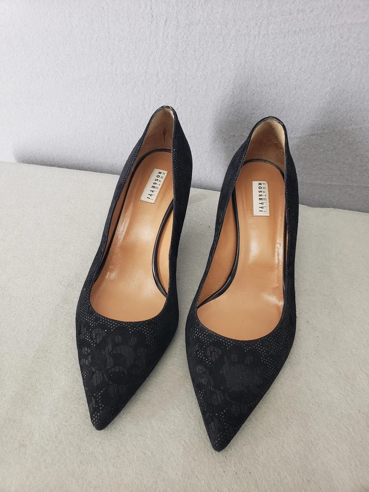 Zapatos de salón Fratelli Rossetti para mujer 41 negros de encaje con punta Hechos en Italia 11 Foto 2 de 4