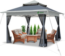 ® Gazebo 3.6X3.6M Pieghevole Con 4 Parti Laterali in Rete, Gazebo Da Giardino Te