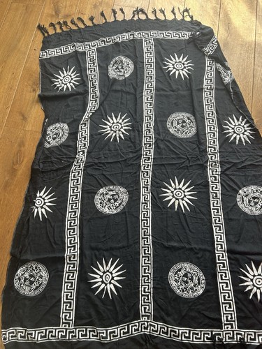 Pareo Schal Tuch Strandkleid Wickelrock Sarong Schwarz Medusa gebraucht