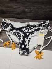 Anne Cole Black White Paisley WOMENS Bikini Bottom Size Medium New $54