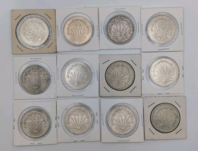 12 PC Lot Mexico Un Peso Cap & Rays Silver Coins 0.720 Fine 4.62 oz Pure Silver