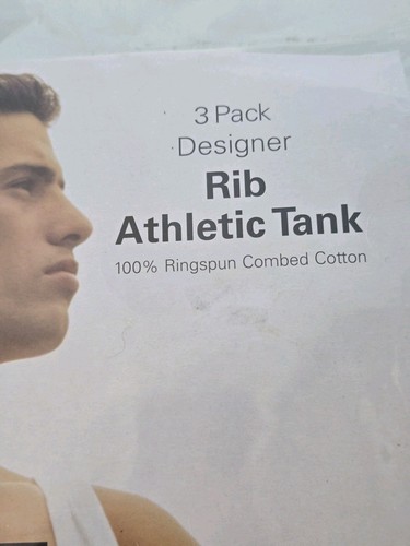 VTG. ANDREW SCOTT MEN'S 3-PACK 100% COTTON RIB ATHLETIC TANK XL WHITE (2-3PK) - Picture 4 of 11