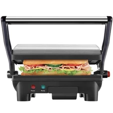 Panini Press Grill and Gourmet Sandwich Maker w/ Non-Stick Coated Plates, Ope...