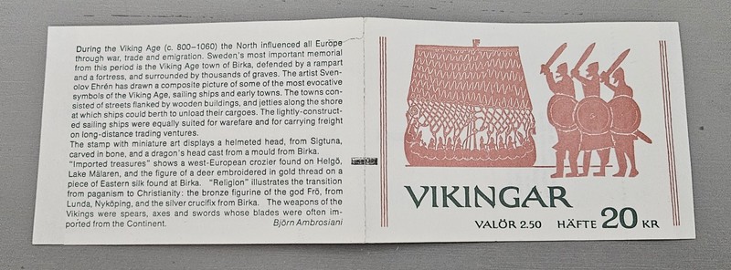 Sweden 1990 MNH Vikingar (Viking Life) Stamp Booklet 20Kr - Complete 8 x 2.5 Kr