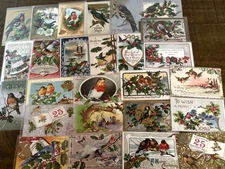 Lot of 25~CHRISTMAS & NEW YEAR *Bird*  POSTCARDS with Birds-In Sleeves~j255