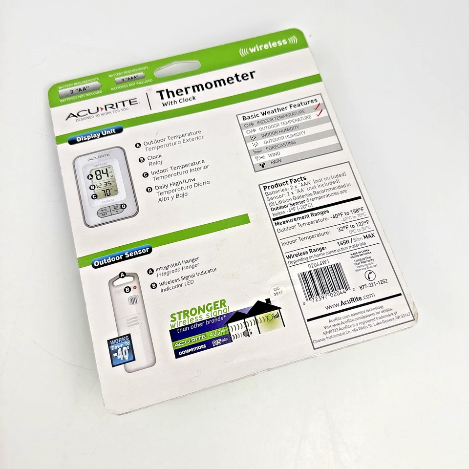 ACU-RITE Wireless Digital Thermometer Indoor Outdoor Weather Station 02044W2 - Image 2 of 2