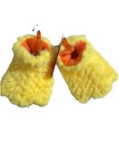 Wonder Nation Duck Foot Slippers Yellow Toddler 5 or 6 Fluffy Grips Faux Fur