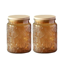 Vintage Glass Storage Jars 23.7 FL OZ Airtight Kitchen Canisters 2 Pack