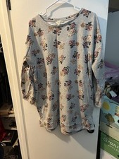 Matilda Jane oversized gray floral long sleeve shirt with roses size XL
