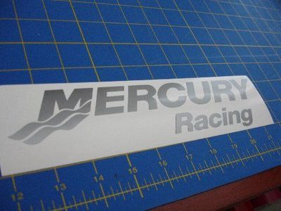 Mercury Racing Sticker 24'' X 5.2'' DECAL SILVER Race Boat Outboard ''You get 2!''