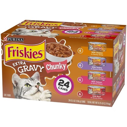 Purina Friskies Extra Gravy Chunky Chicken, Turkey, Salmon & Beef Wet Cat Food - Picture 4 of 5