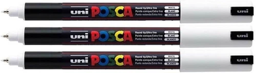 Posca, PC-1MR, White, Pack of 3, Ultra Fine Tip Paint Marker Pens Set