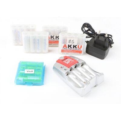 Hama 20 Stück Aufladbare Akkus mit Delta Solid Charger + Sehr Gut (264793)