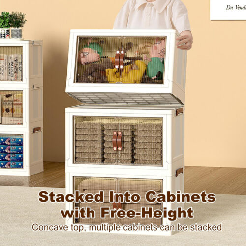 5 Tier Large Capacity Foldable Organizer Box Cabinet with Wheels, Storage Bins- - Picture 9 of 11