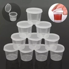 100pcs 1oz Clear Plastic Round Food Containers Storage Tubs Sauce Dip with Lids