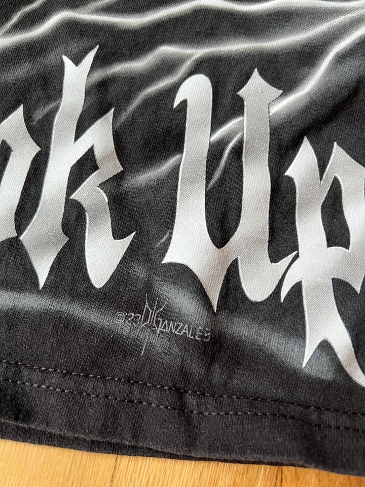 Camiseta DGA David Gonzales Da Hook Up Lowrider Arte Chicano Negra Iluminación Grande Foto 4 de 4