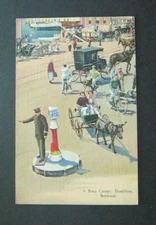 A Busy Corner Hamilton Bermuda 1948 Linen