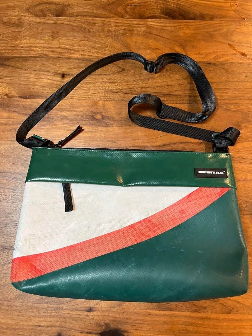 Freitag F553 LOU Shoulder bag Green x Red x White 85% recycled 