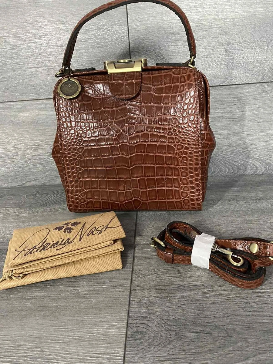 Patricia Nash Leather Crop Embossed Nela North South British Tan Bag