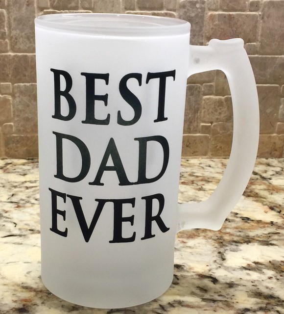 Frosted Glass Beer Mug Stein 16oz Best Dad Ever Great Gift For Him