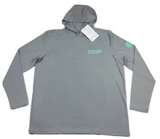 Deep Ocean Hoodie Gray Mens XL 2XL Varsity High-Performance Pullover UPF 30