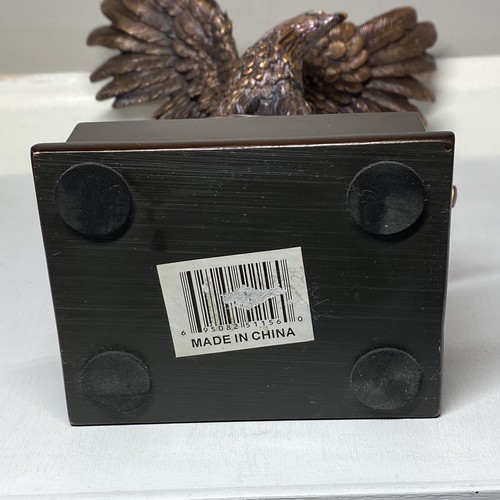Bronzed Resin Bald Eagle & American Flag 10” Figurine Sculpture w/ Wooden Base - Picture 20 of 20