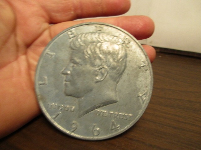 LARGE 1964 Kennedy Half Dollar Jumbo 3