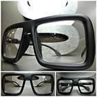 Mens Women OVERSIZE VINTAGE RETRO Clear Lens EYE GLASSES Large Matte Black Frame
