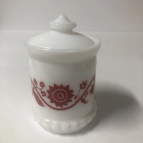Vintage Hazel Atlas Milk Glass Jar With Lid