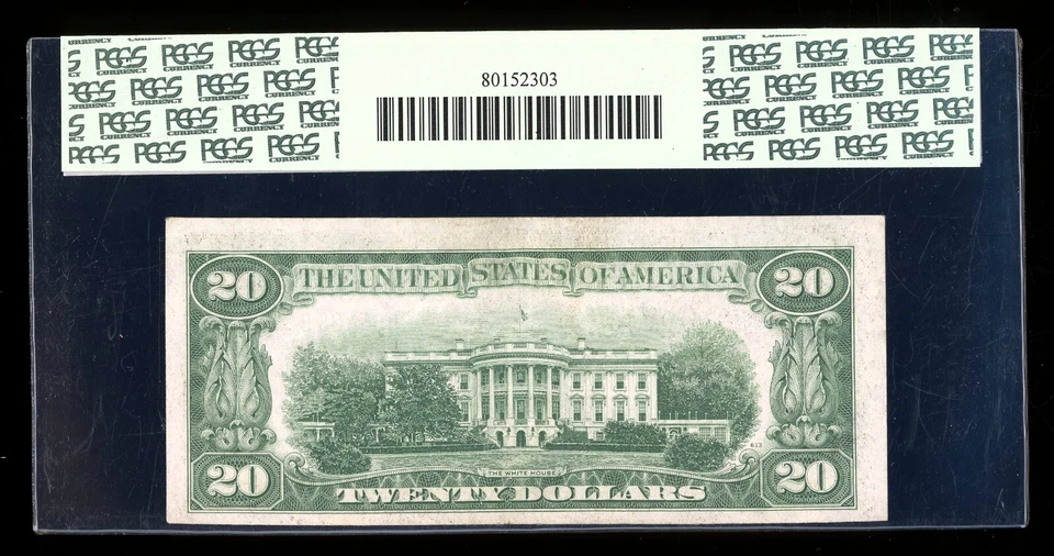 DBR 1934-D $20 Chicago Wide Fr. 2058-Gw PCGS 53 PPQ Serial G42055423B - Image 2 of 2