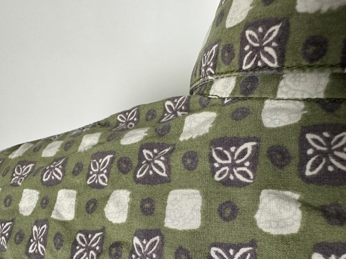 VTG 90s Geoffrey Beene Shirt Men XL Green Floral Tile Geometric Hawaiian Hippie - Picture 10 of 16