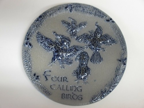 Rowe Pottery Works Smaltato al Sale Blu 12 Giorni di Natale (Piatti 1-8) - Foto 6 di 12