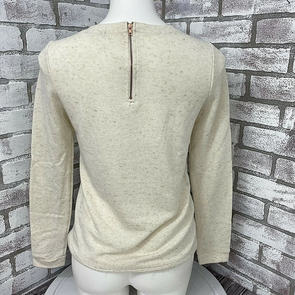 Eyeshadow Sweatshirt Women Small Rhinestone Exposed Zipper Work Office Snowflake - Image 3 of 4