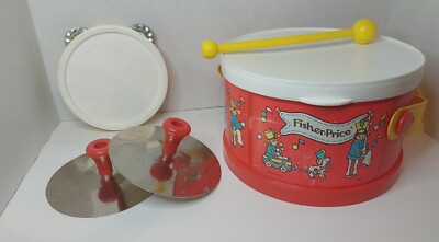 Vintage 1979 Fisher Price Toy Drum Marching Band Musical Set