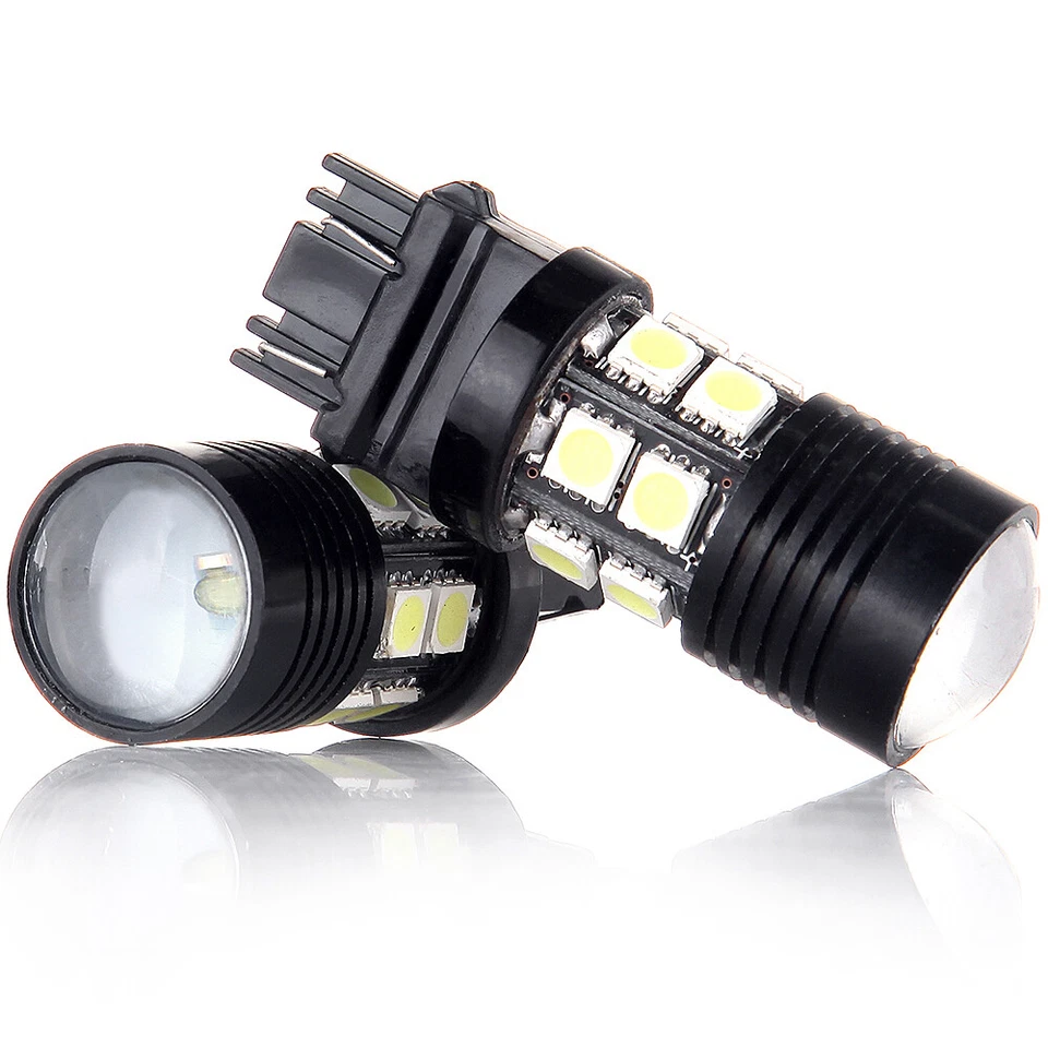 2pcs 6000K 12SMD 3157 4114 LED Projector DRL Brake Reverse Light Bulbs - Image 2 of 4