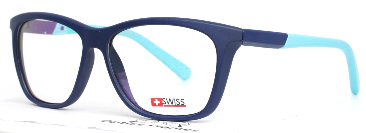 SWISS SWM-16-34 DK Blue Azure Mens Square Full Rim Eyeglasses 54