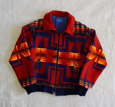 Pendleton 80s Native Wool Jacket Red Orange Size L High Grade 