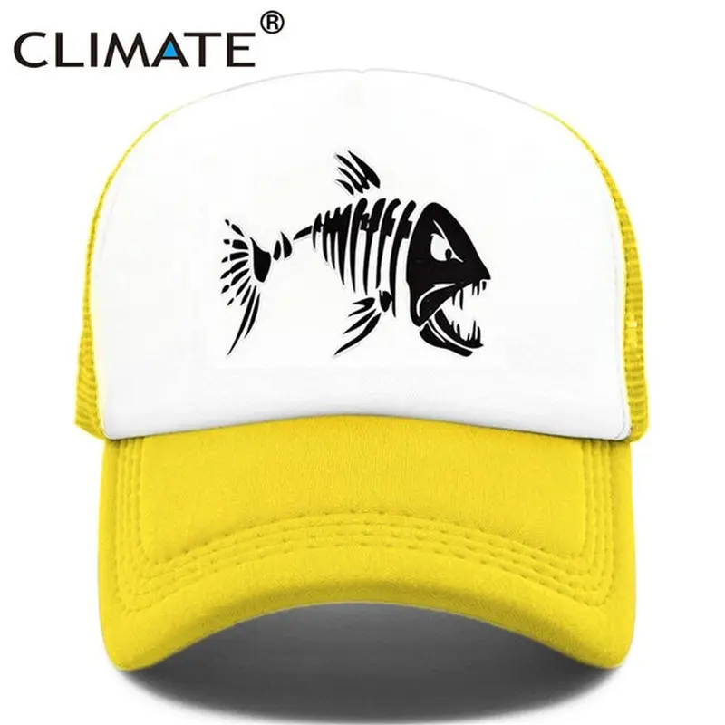 Fish Skeleton Hat Fishing Baseball Cap Trucker Hats For Men Casual Fish  Bone Hat
